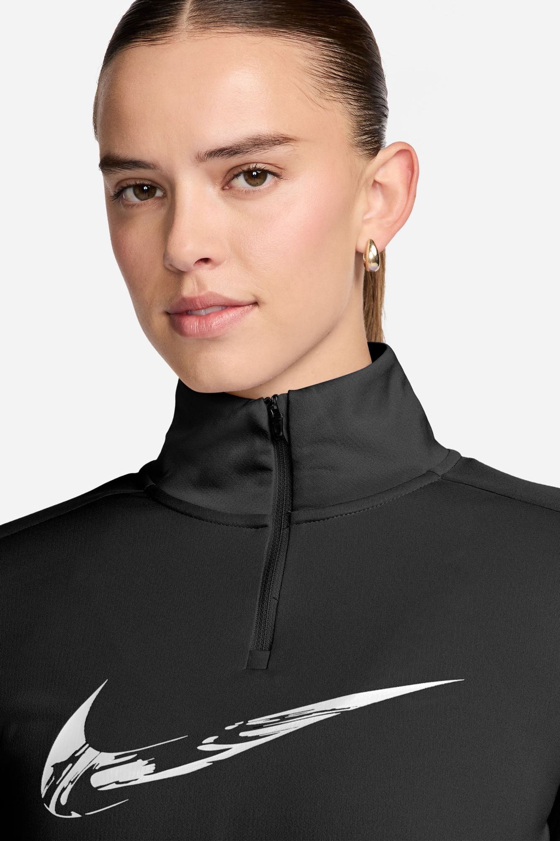 Buy Nike Black Swoosh Half Zip Long Sleeve Running Top from Next Ireland