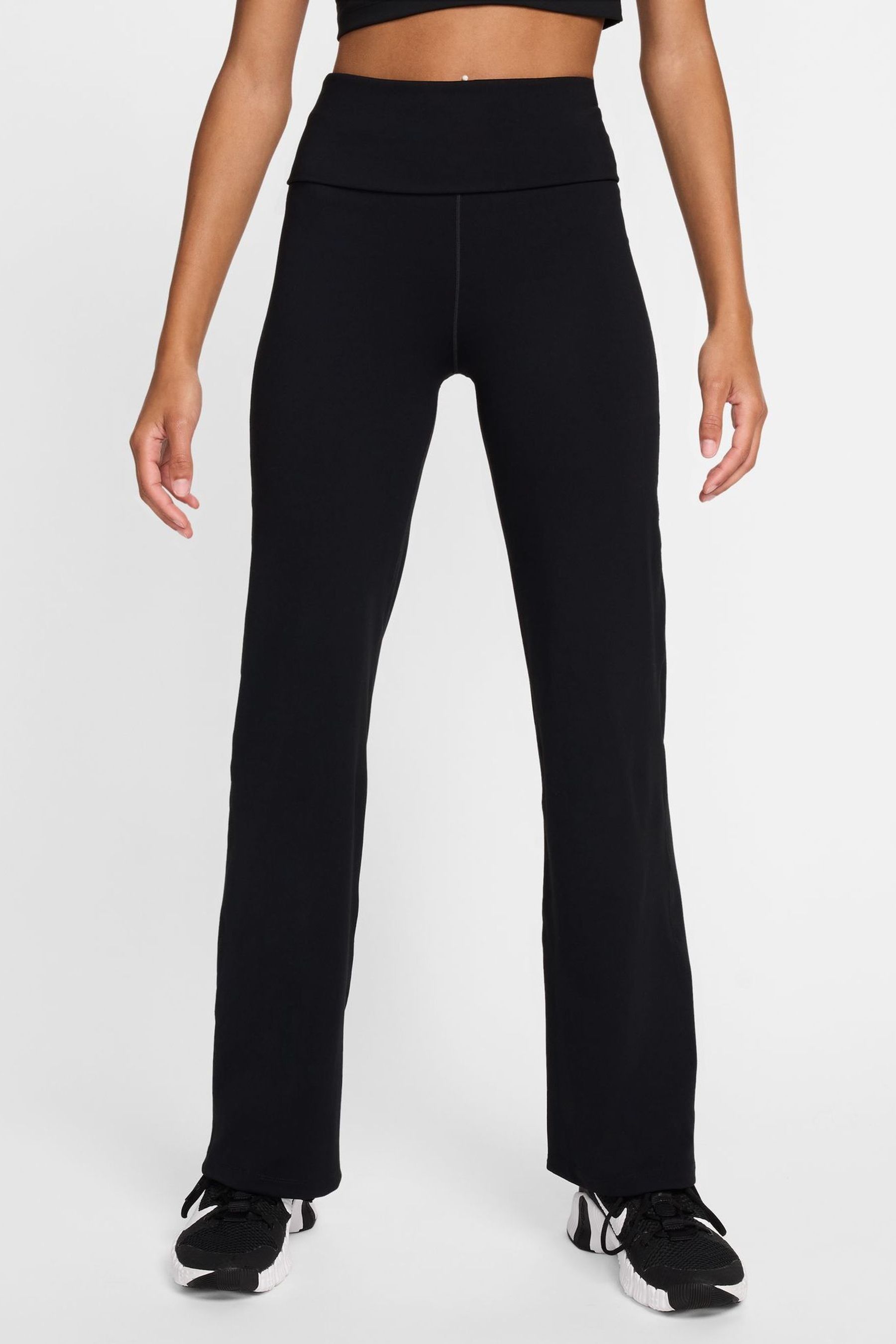 Buy Nike Black One High Waisted Fold Over Flared Leggings from the Next UK online shop