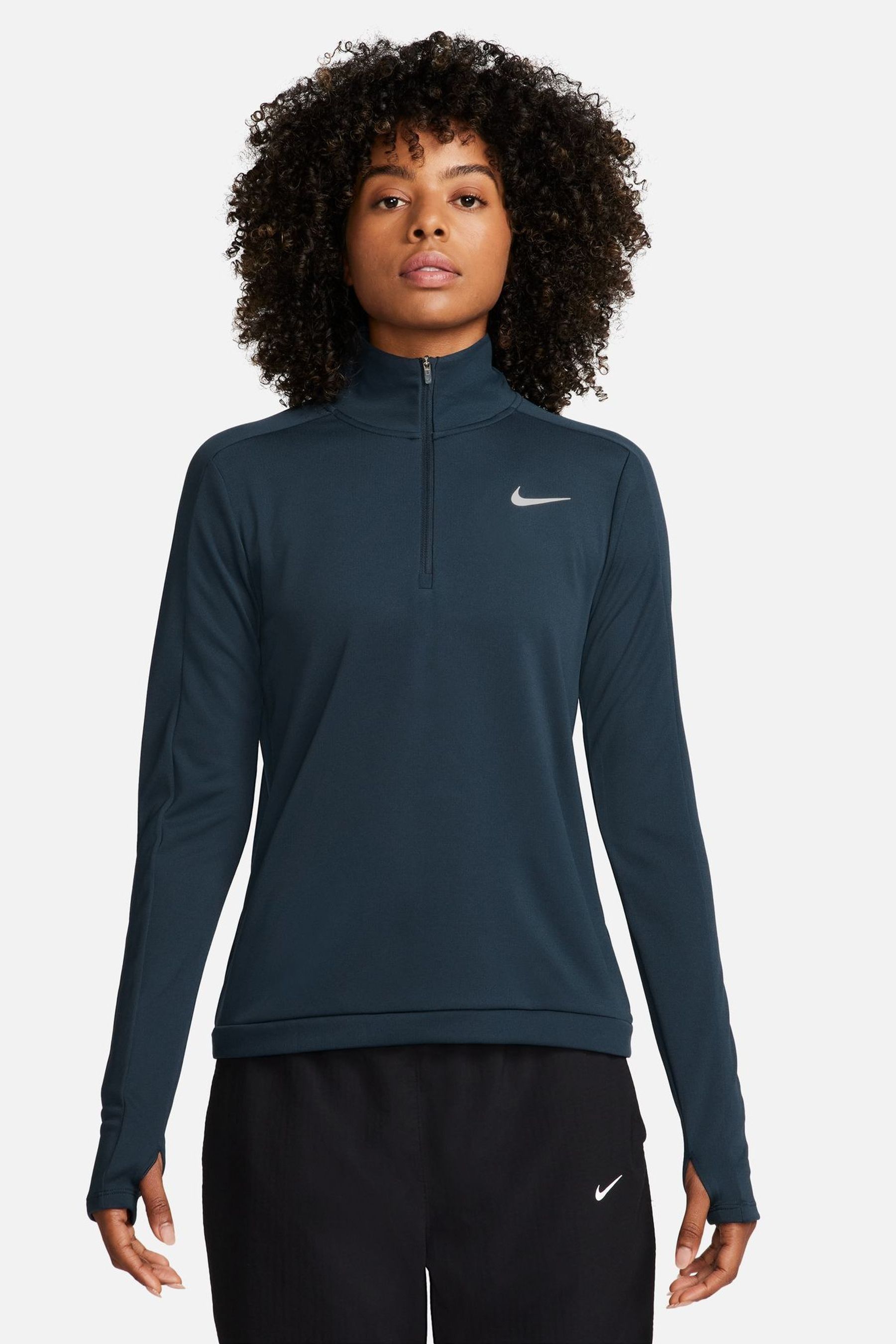 Nike Navy Dri FIT Pacer Half Zip Running Top
