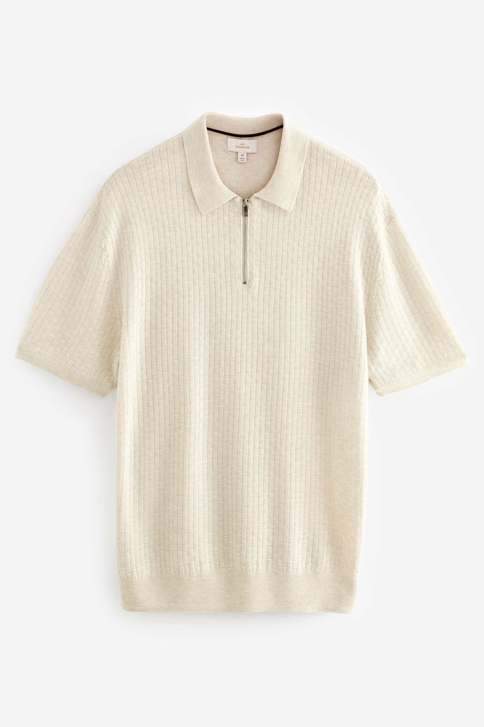 Ecru White Signature Regular Textured Polo Shirt - Image 6 of 7
