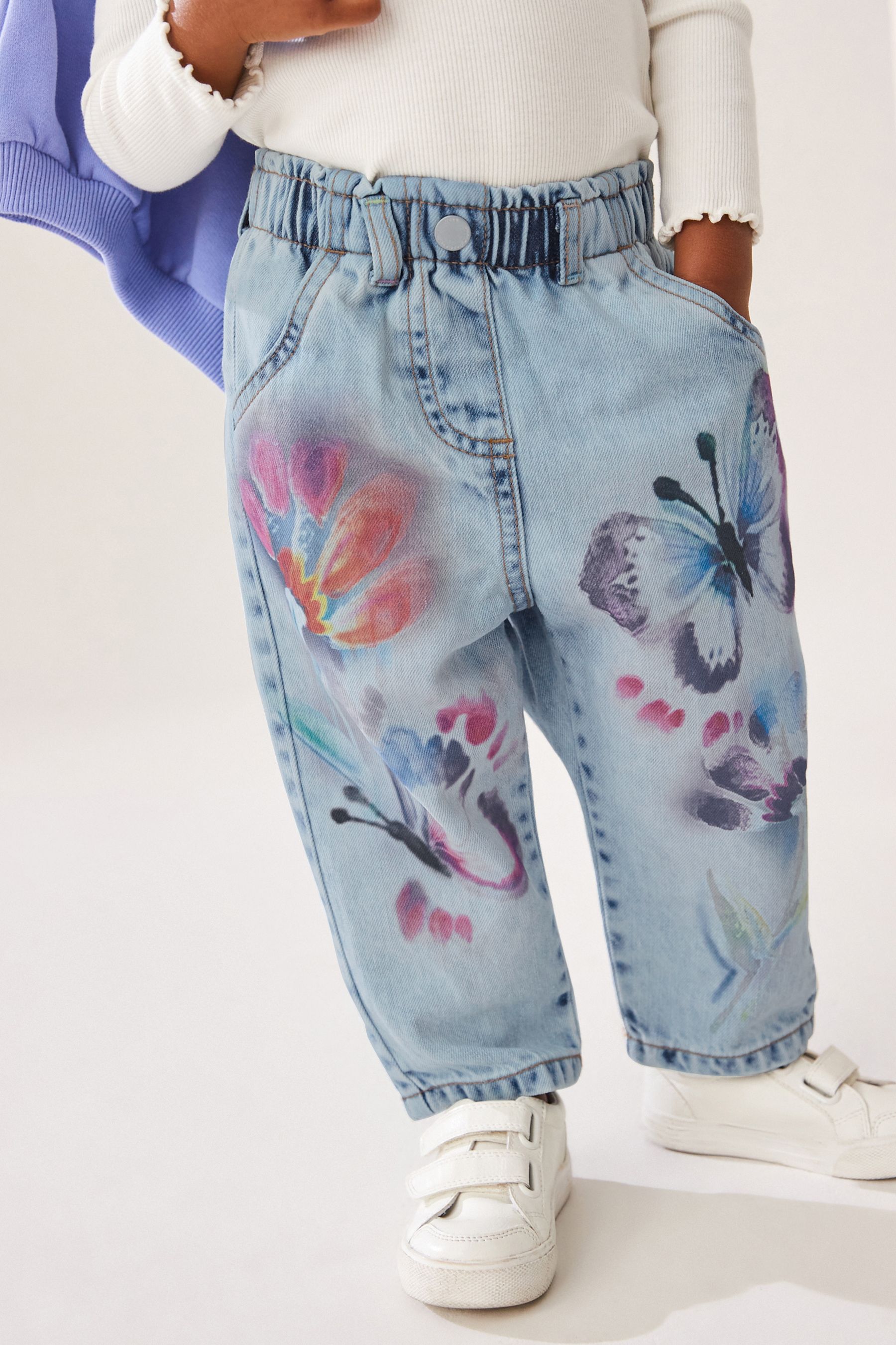 Denim 100 Cotton Butterfly Print Jeans 3mths 6yrs