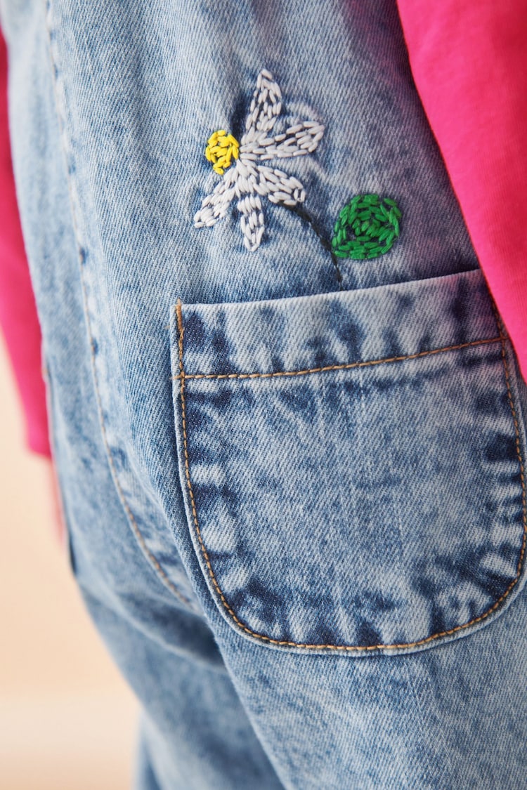 Denim Floral Embroidered Dungaree (3mths-7yrs) - Image 6 of 9