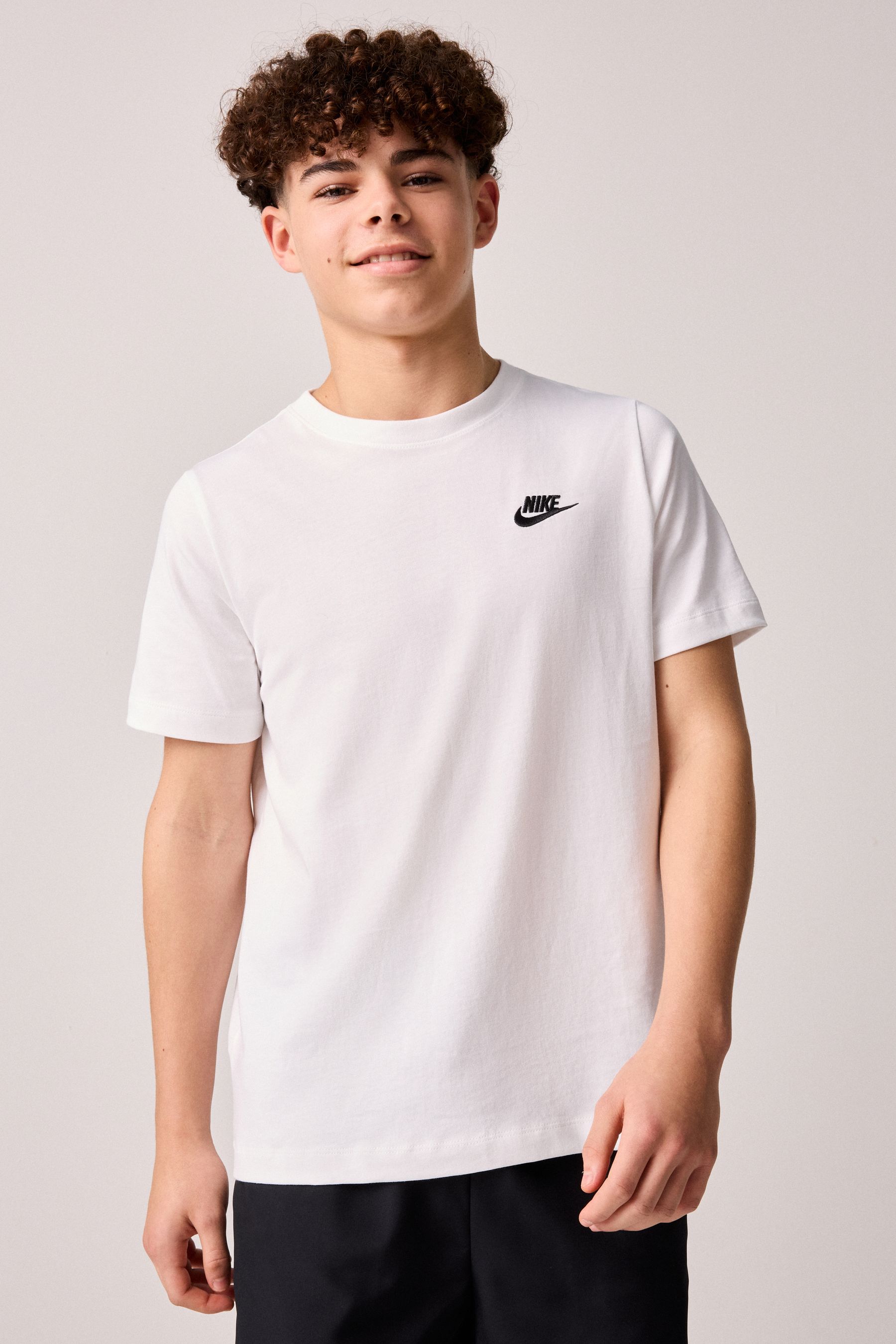 Buy Nike White Club 100 Cotton T Shirt from Next Luxembourg