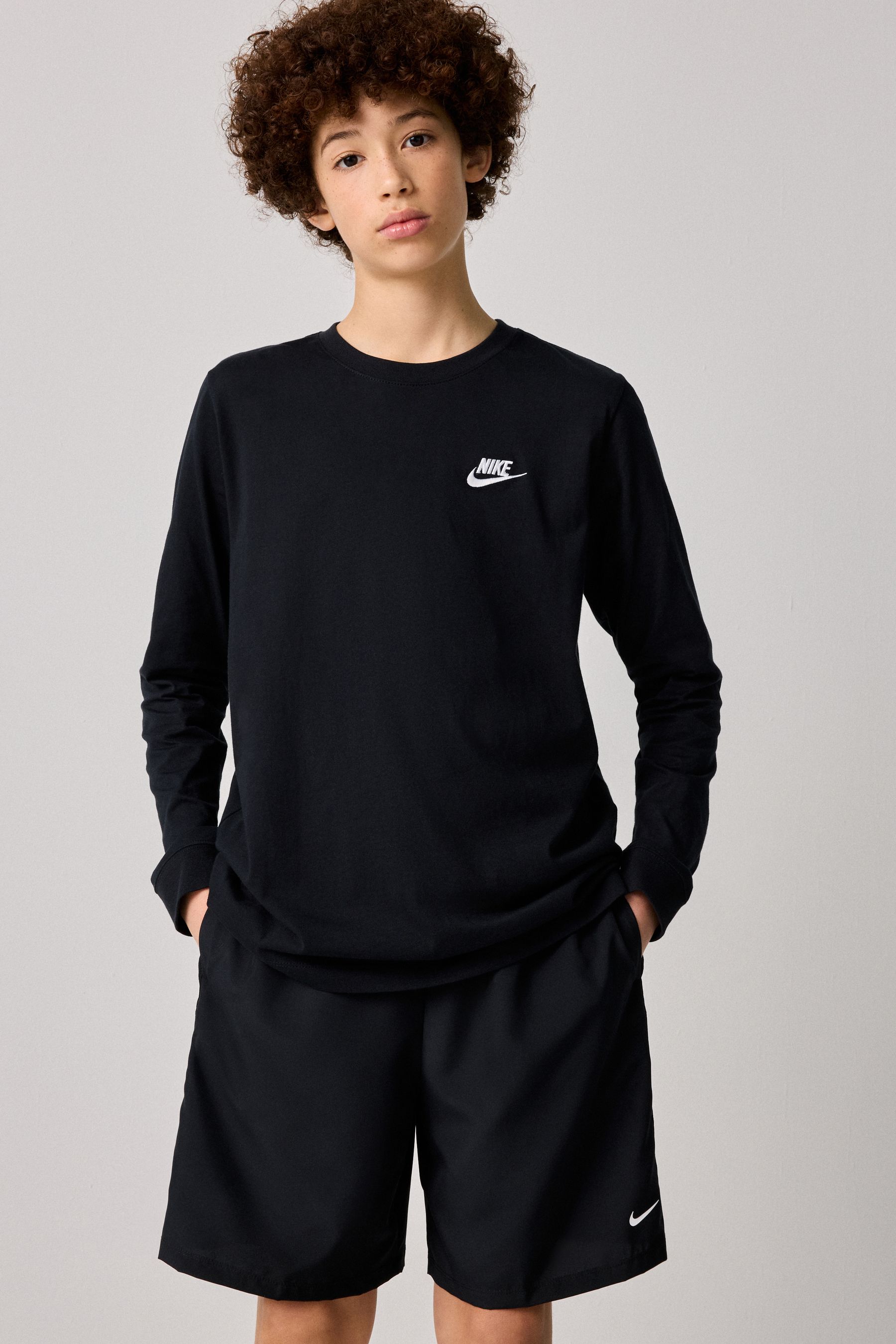 Buy Nike Black Sportswear Long Sleeve 100 Cotton T Shirt from Next Luxembourg