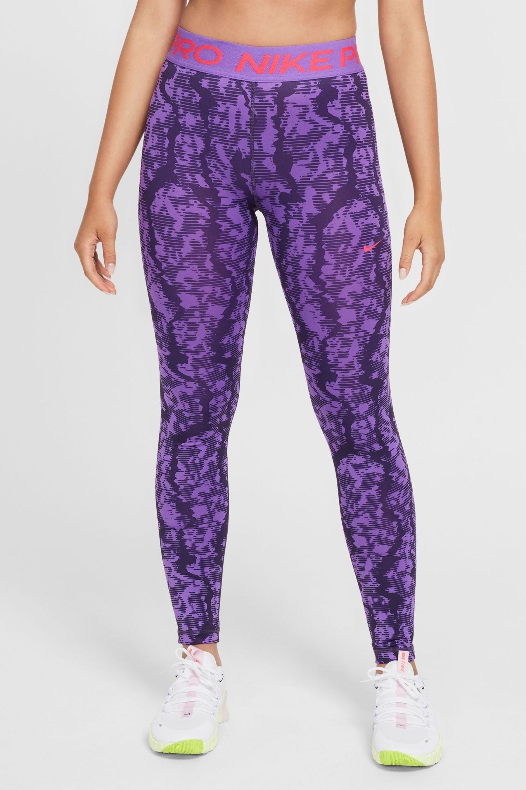 Nike Purple Print Pro Dri FIT Leggings