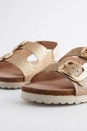 Gold Glitter Wide Fit (G) Two Strap Corkbed Sandals - Image 3 of 5