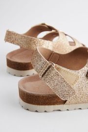 Gold Glitter Wide Fit (G) Two Strap Corkbed Sandals - Image 4 of 5