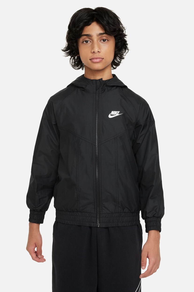Nike Black Sportswear Windrunner Hooded Jacket - Image 1 of 3