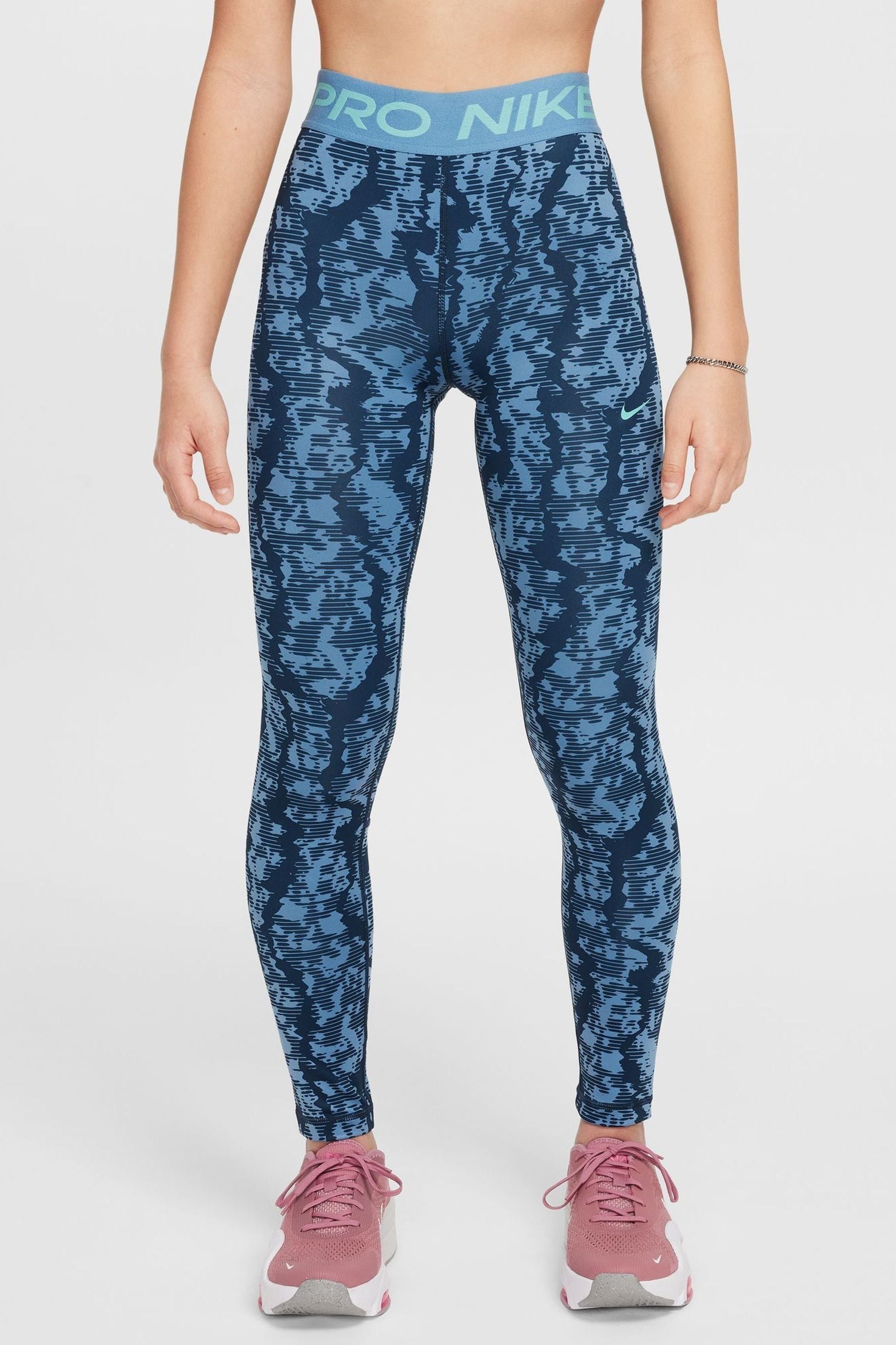 Buy Nike Blue Print Pro Dri FIT Leggings from the Next UK online shop