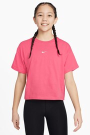 Nike Bright Pink Sportswear Boxy 100% Cotton T-Shirt - Image 1 of 4