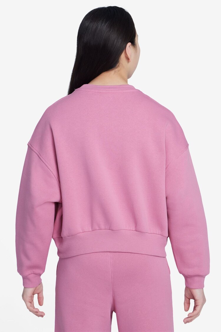 Nike Flamingo Pink Club Fleece Boxy Crewneck Sweatshirt - Image 2 of 3