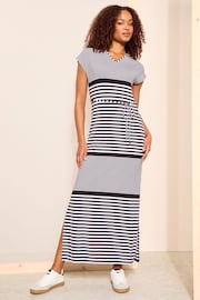 Friends Like These Black/White Straight T-Shirt Maxi Dress With Belt - Image 1 of 4