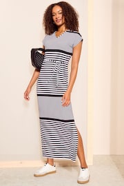 Friends Like These Black/White Straight T-Shirt Maxi Dress With Belt - Image 3 of 4