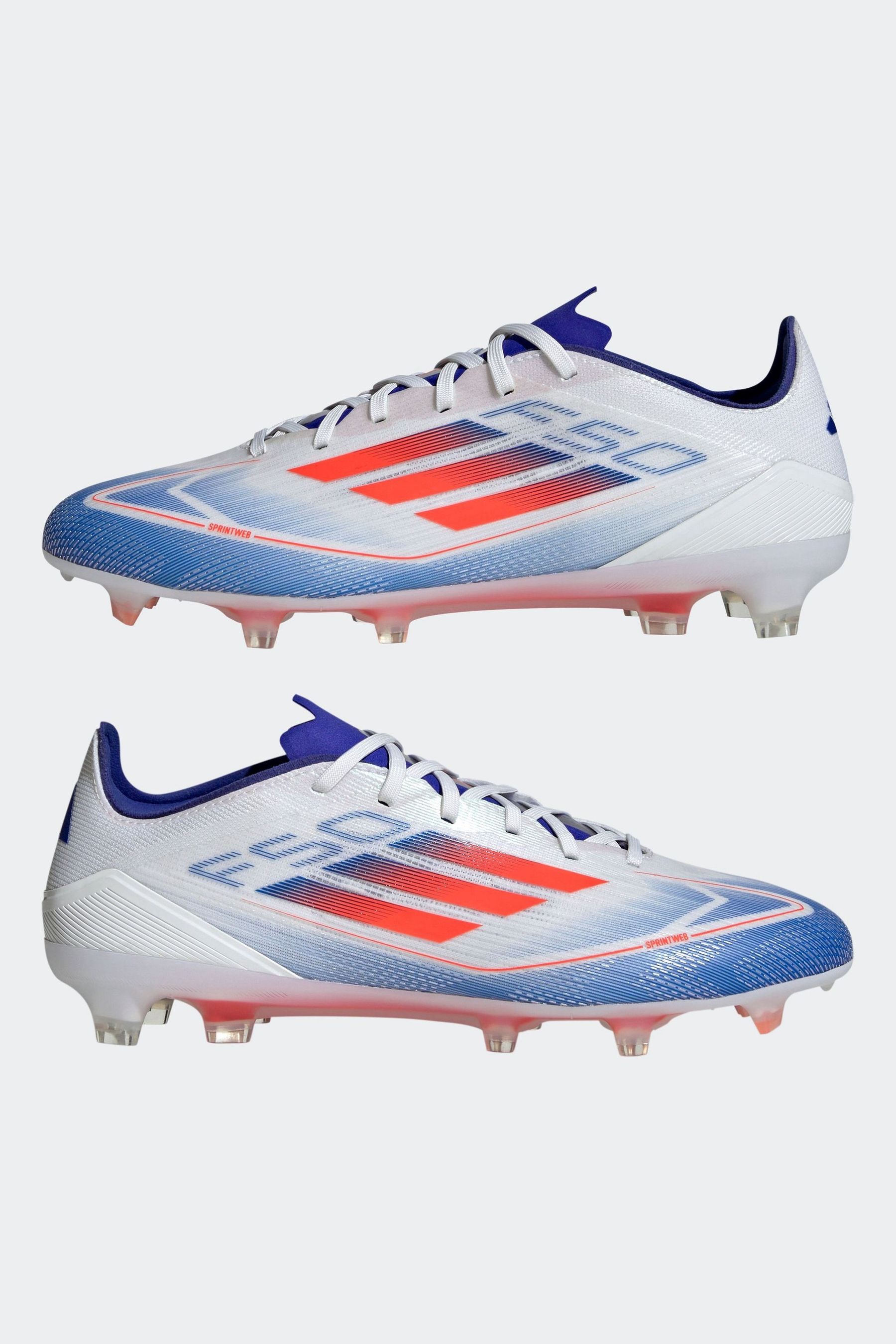 Buy adidas White Blue Red F50 Pro Firm Ground Football Boots from Next Luxembourg