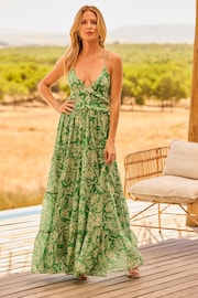Friends Like These Green Strappy Ruffle Trim Maxi Dress - Image 1 of 4