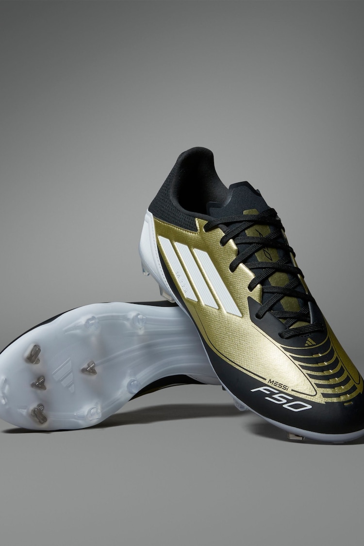 adidas Gold/White F50 League Messi Firm/Multi-Ground Boots - Image 2 of 20