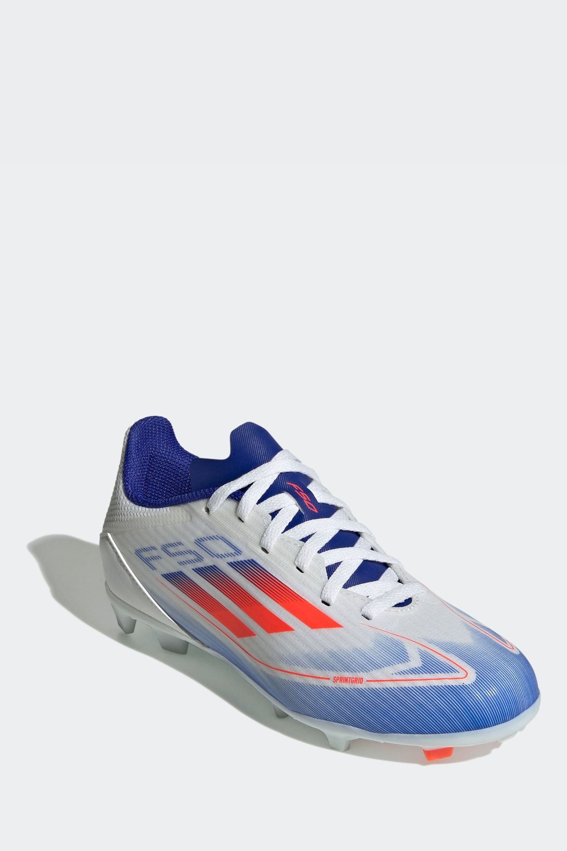 adidas White/Blue/Red Kids F50 League Firm/Multi-Ground Cleats Boots - Image 9 of 11