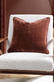 Yard Nutmeg Brown Heavy Chenille Velvet Reversible Piped Cushion - Image 1 of 5