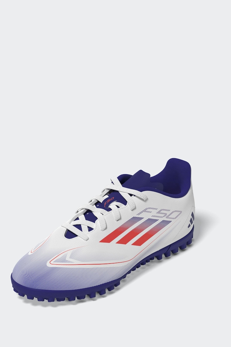 adidas White/Blue/Red Kids F50 Club Turf Boots - Image 2 of 10