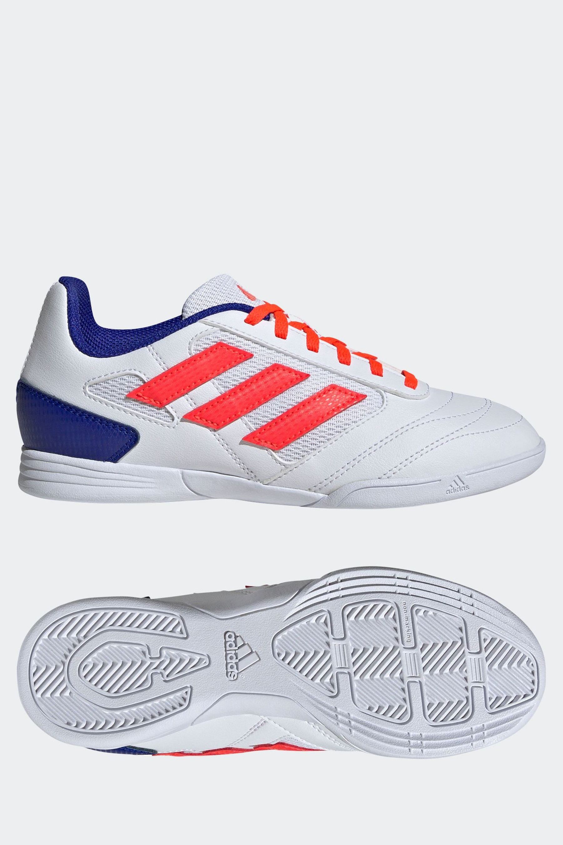 adidas White Blue Red Kids Super Sala II Indoor Football Boots