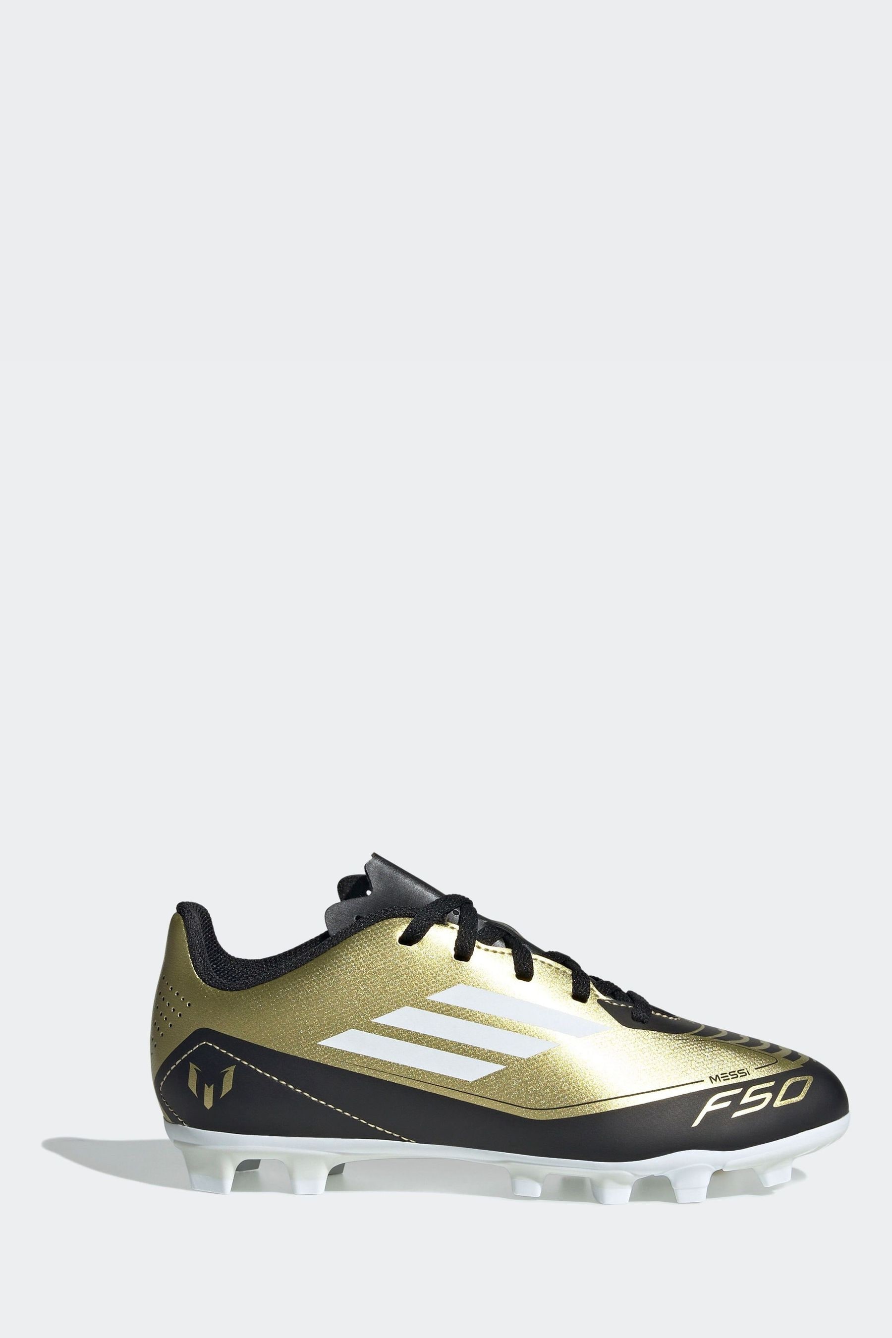 Buy adidas Gold White Messi F50 Kids Club Flexible Ground Football Boots from Next Luxembourg