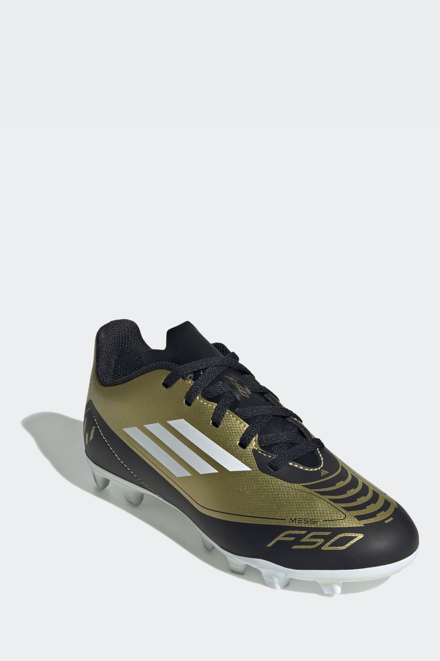 Buy adidas Gold White Messi F50 Kids Club Flexible Ground Football Boots from Next Luxembourg