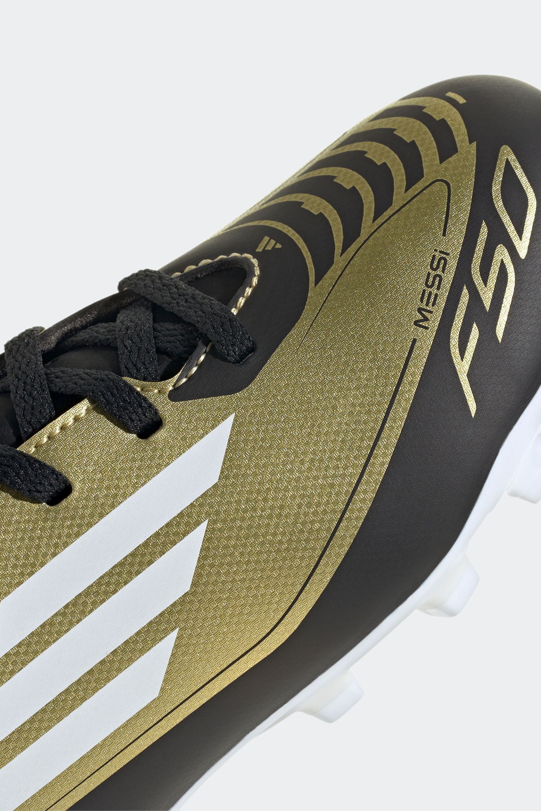 Buy adidas Gold White Messi F50 Kids Club Flexible Ground Football Boots from Next Luxembourg