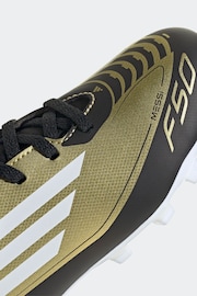 adidas Gold/White Messi F50 Kids Club Flexible Ground Football Boots - Image 8 of 9