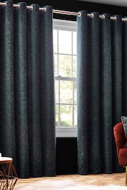 Riva Paoletti Emerald Galaxy Chenille Eyelet Curtains - Image 2 of 5