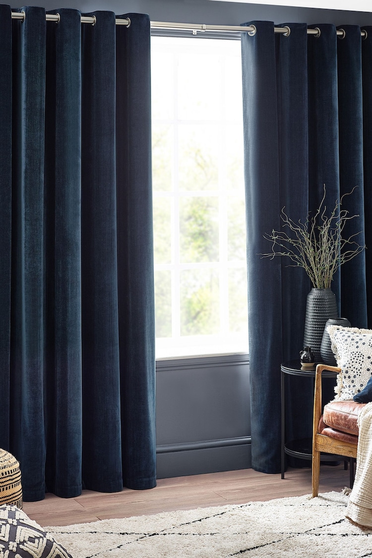 Yard Heavy Chenille Velvet Eyelet Curtains - 圖片 1，共 5