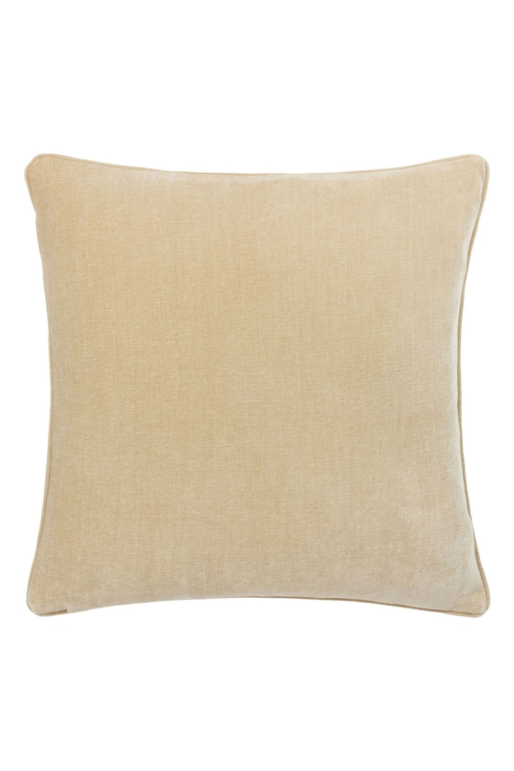 Yard Natural Beige Heavy Chenille Velvet Reversible Piped Cushion - Image 1 of 4