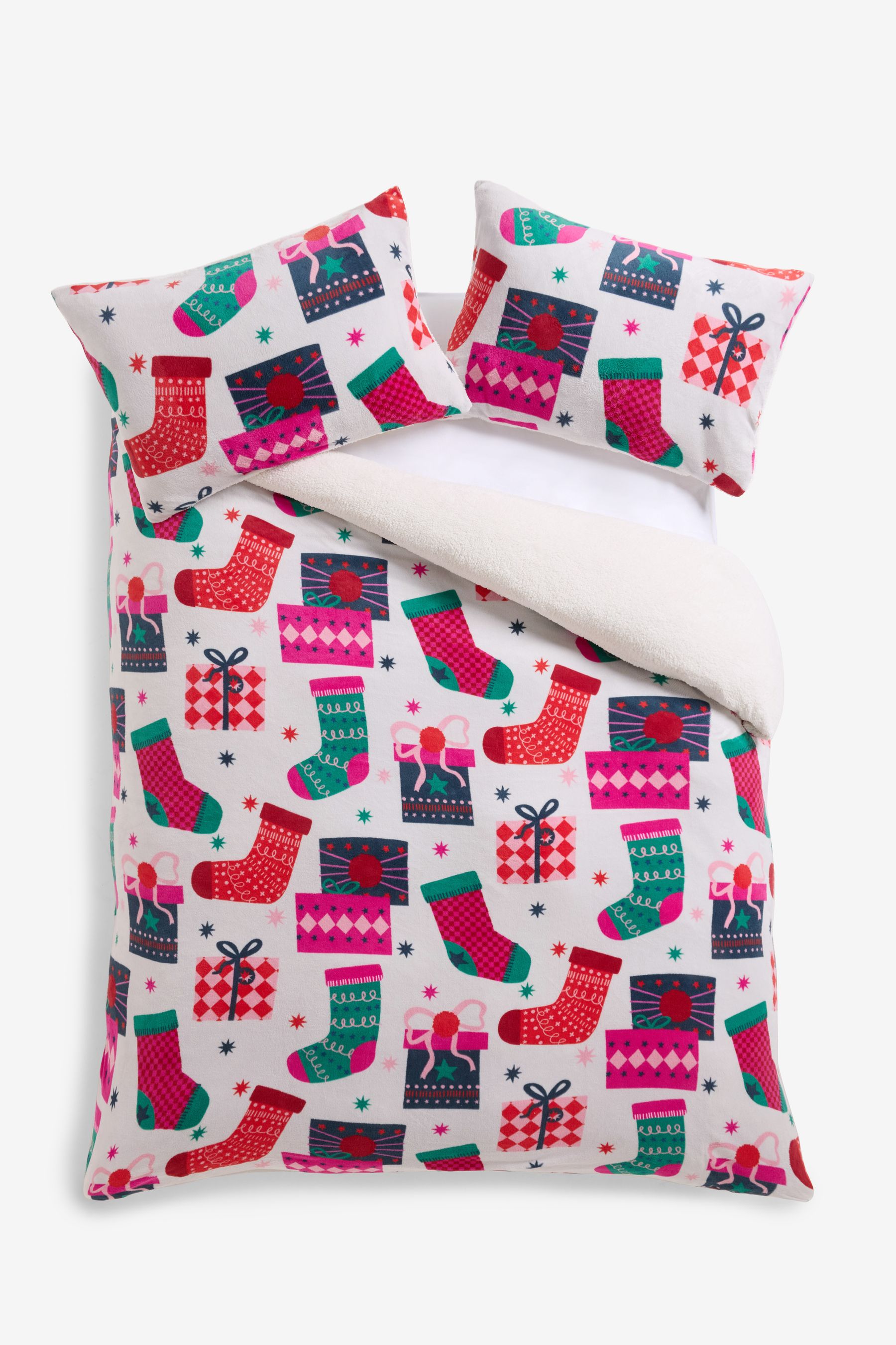 Buy Multi Bright Printed Fleece Duvet Cover and Pillowcase Set from Next Luxembourg