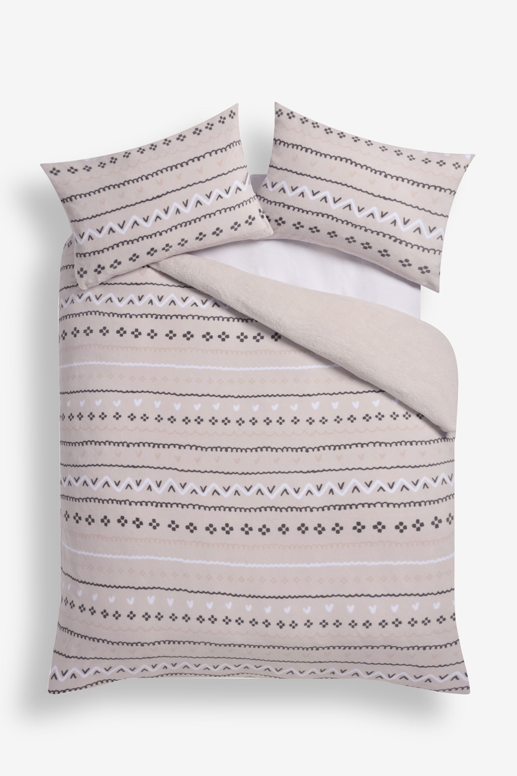 Buy Natural Fairisle Printed Fleece Duvet Cover and Pillowcase Set from Next Luxembourg