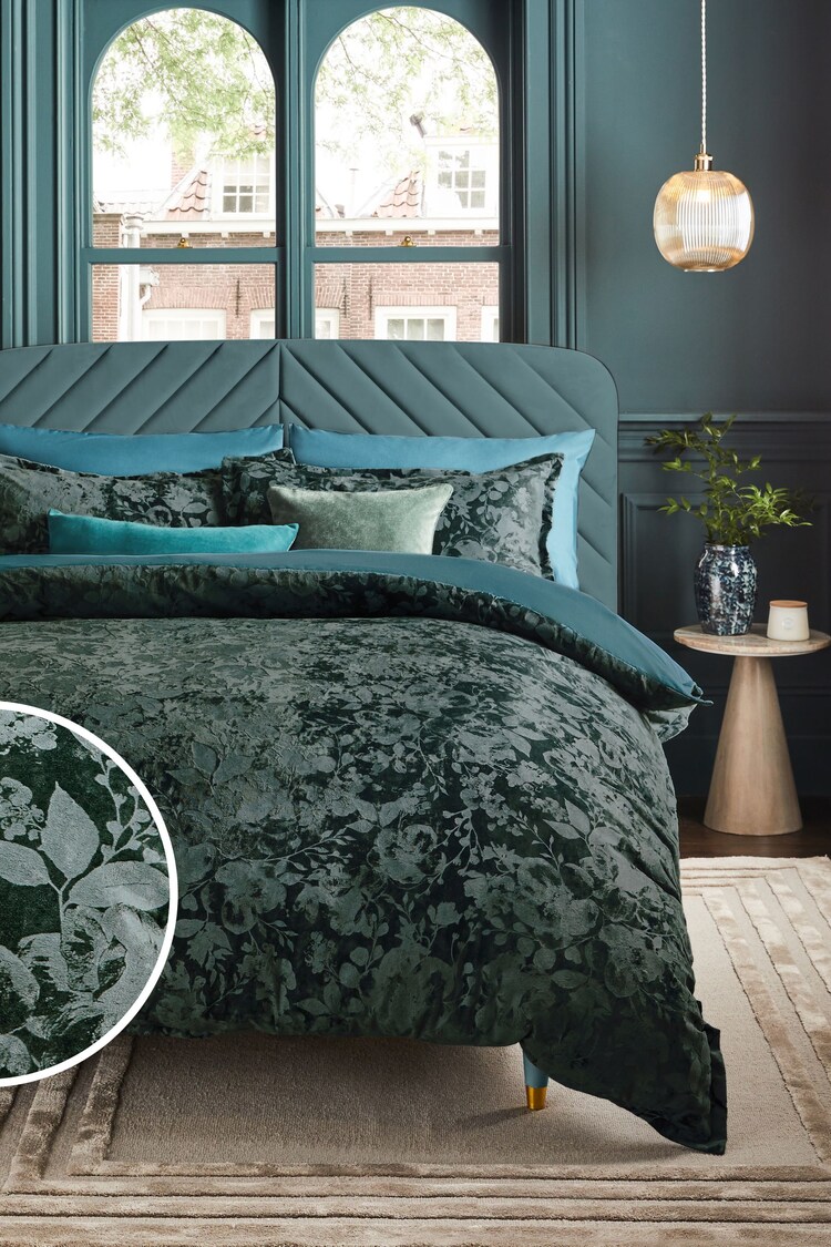 Buy Teal Blue Frosted Leaf Duvet Cover and Pillowcase Set from Next Ukraine
