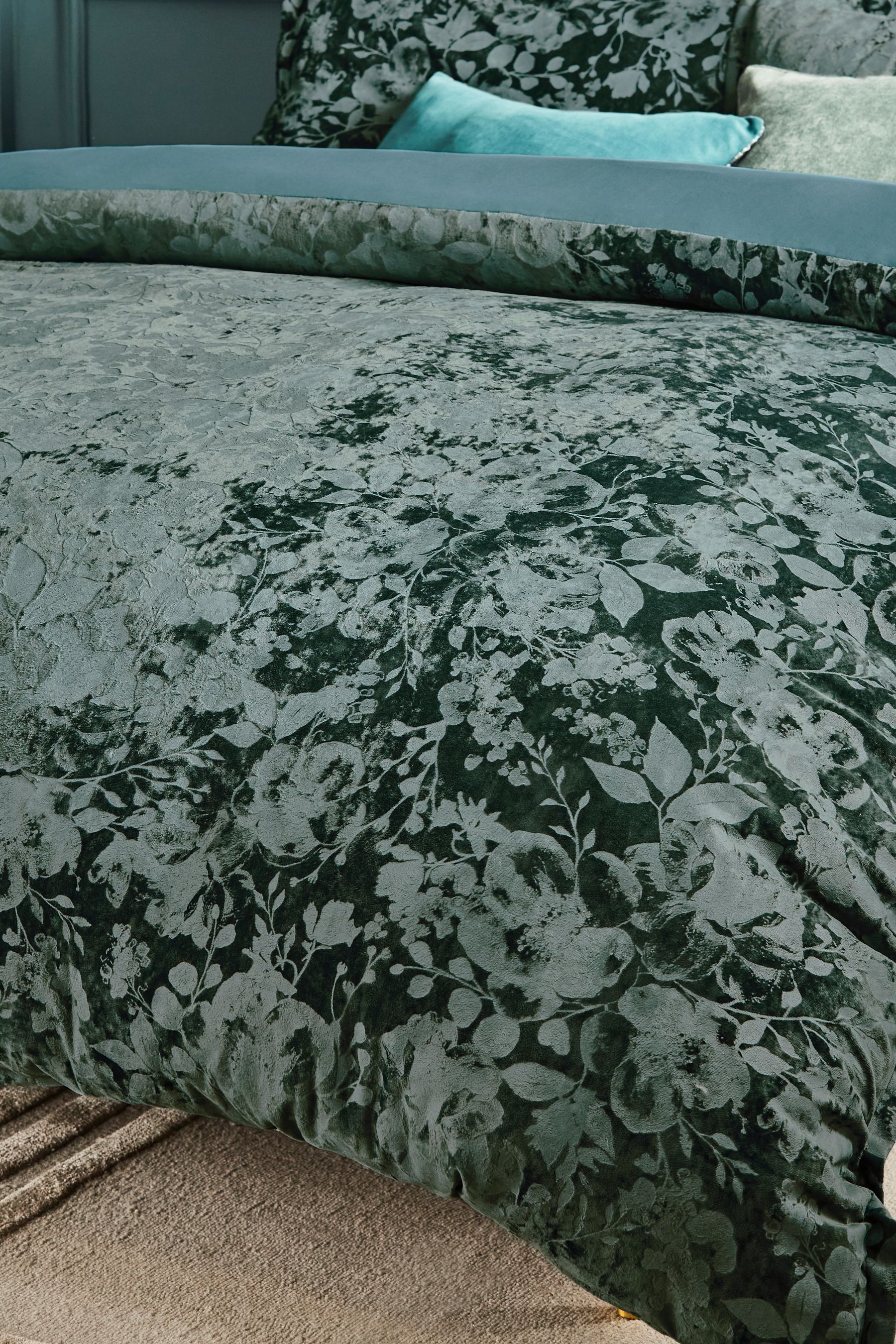 Buy Teal Blue Frosted Leaf Duvet Cover and Pillowcase Set from Next Ukraine