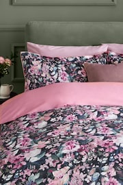 Pink 200 Thread Count 100% Egyptian Cotton Sateen Bold Floral Duvet Cover and Pillowcase Set - Image 3 of 4