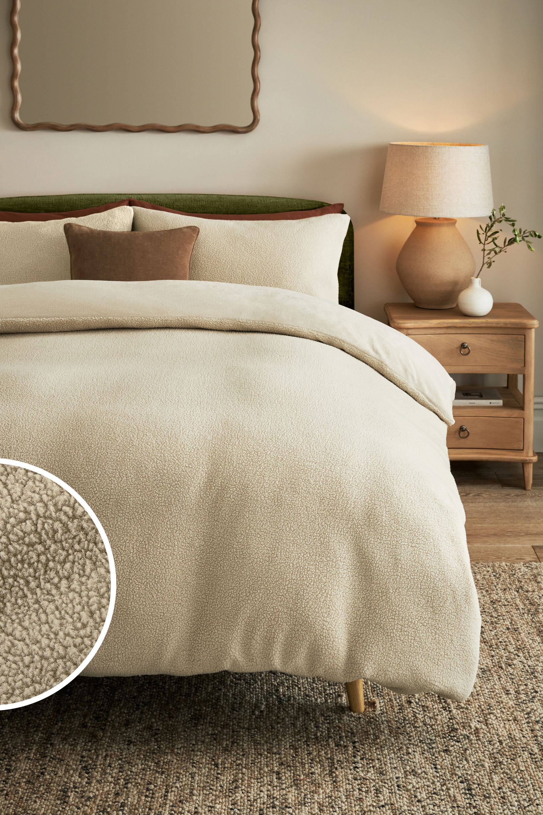 Buy Stone Pattern Embossed Borg Fleece Duvet Cover and Pillowcase Set from Next Luxembourg