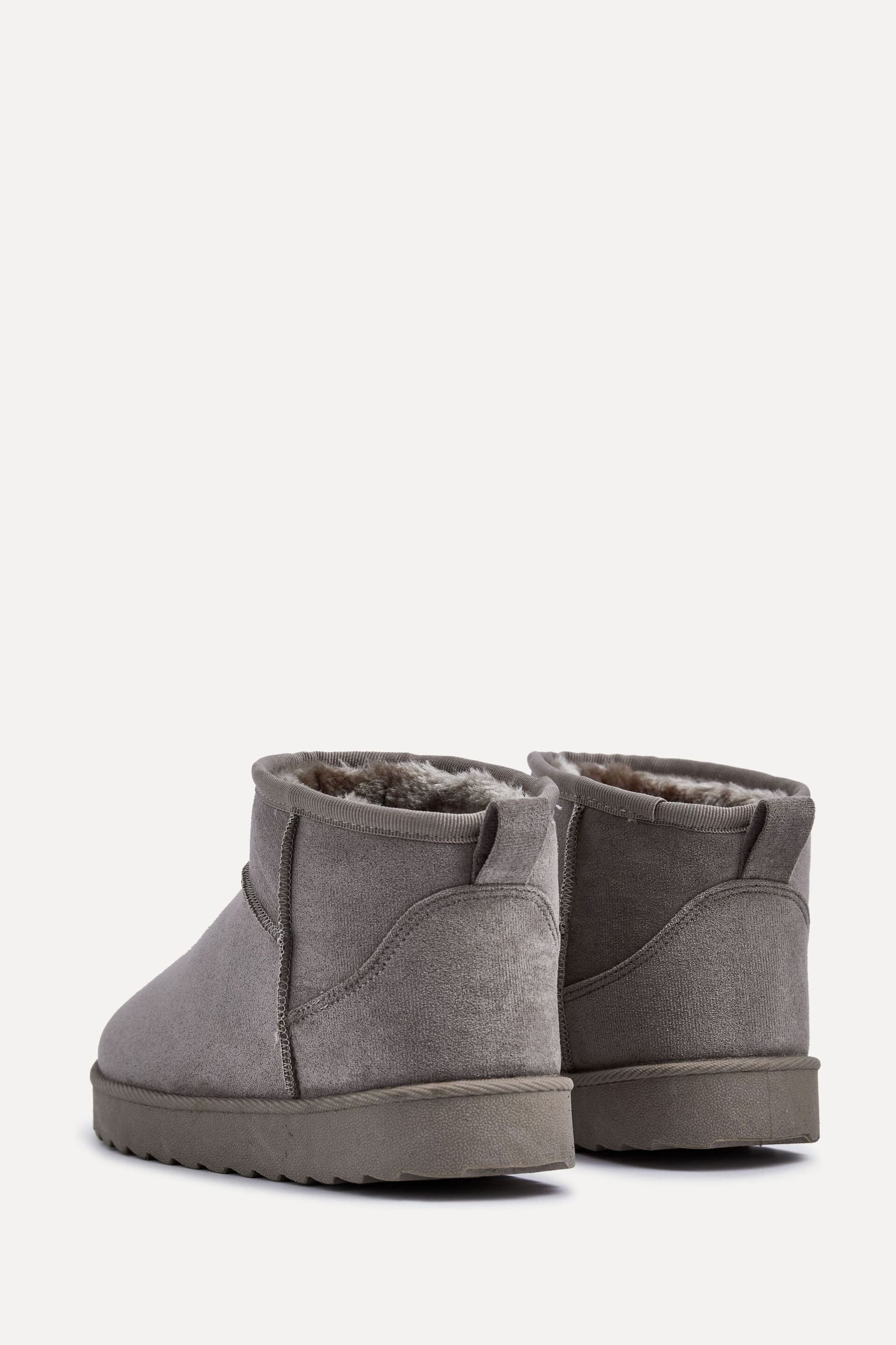 Linzi Light Grey Mini Addy Faux Suede Faux Fur Lined Ankle Boots - Image 3 of 5