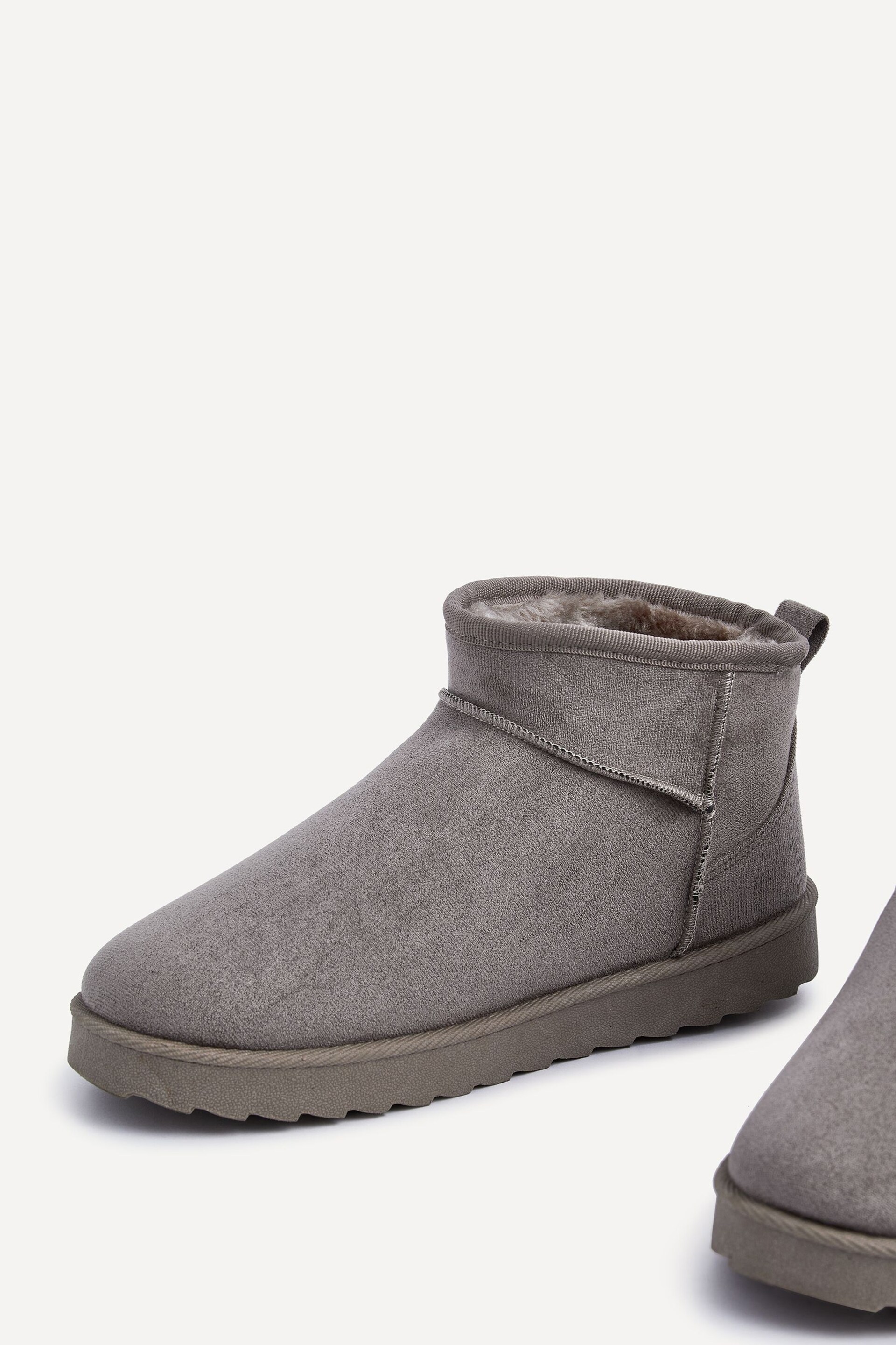 Linzi Light Grey Mini Addy Faux Suede Faux Fur Lined Ankle Boots - Image 5 of 5