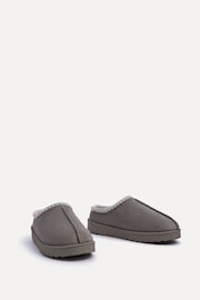 Linzi Grey Tana Faux Suede Slip-On Slippers With Aztec Detail - Image 4 of 5