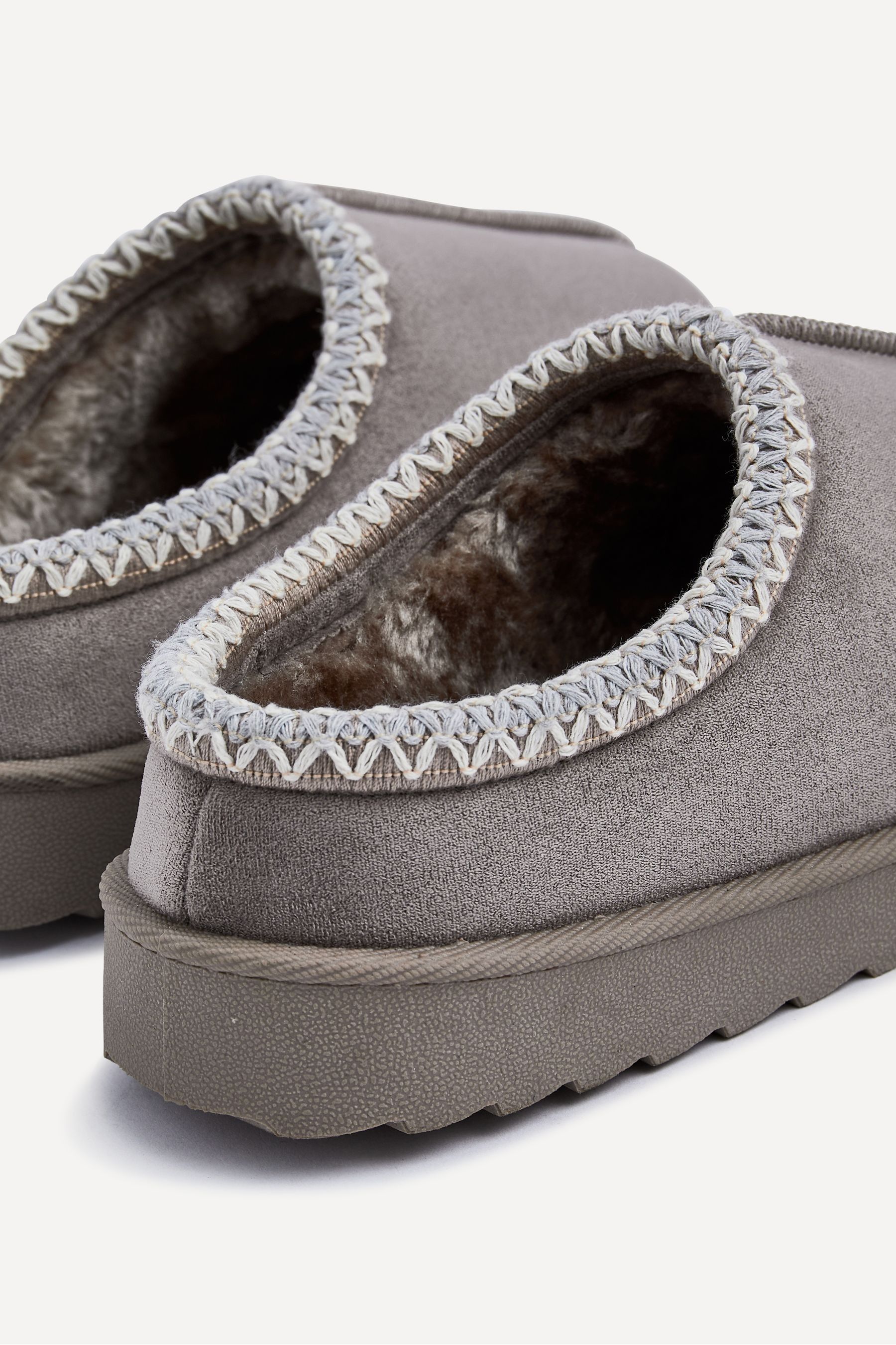 Buy Linzi Grey Tana Faux Suede Slip On Slippers With Aztec Style Detail from the Next UK online shop