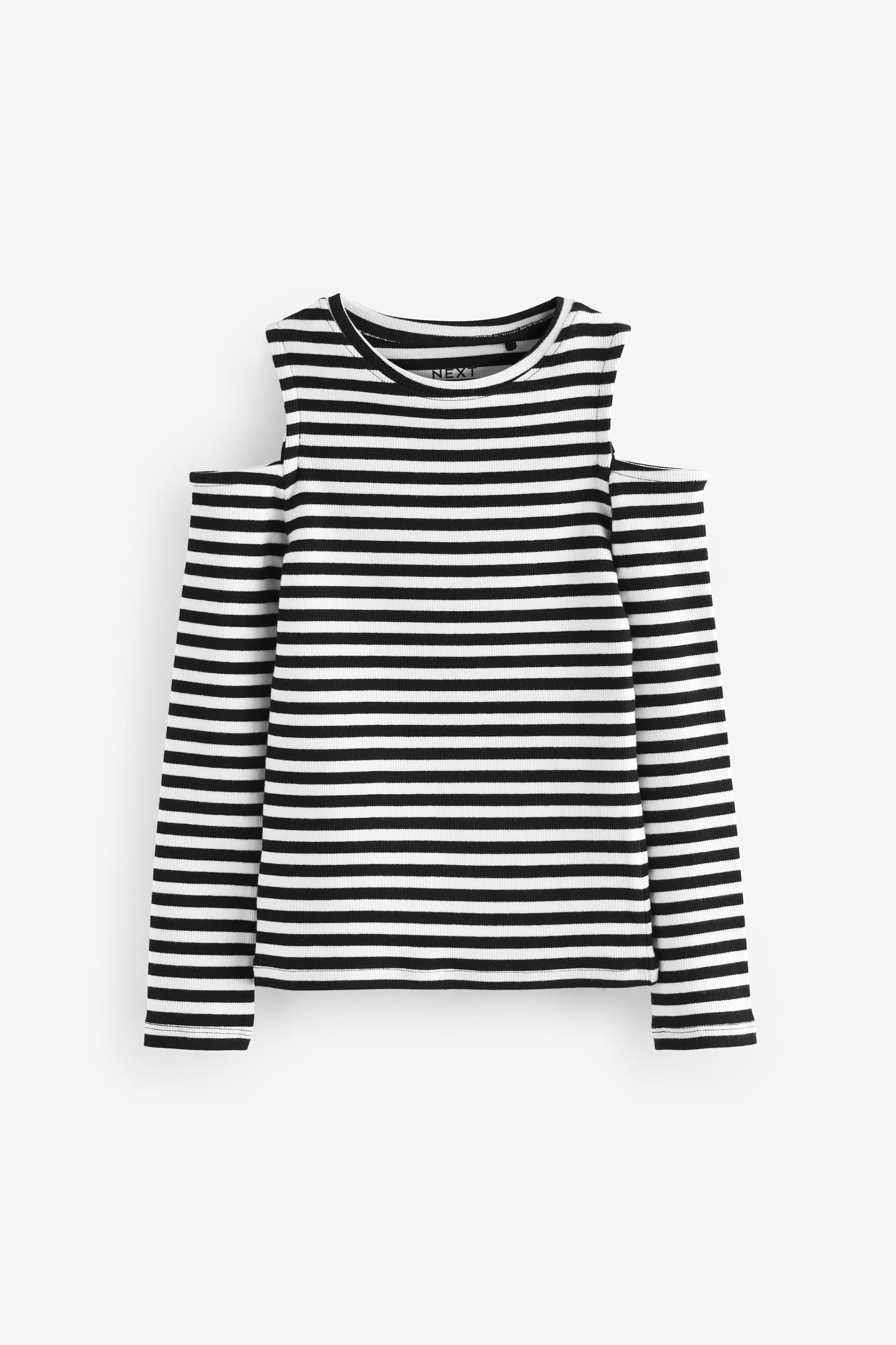 Black and white cold shoulder top discount