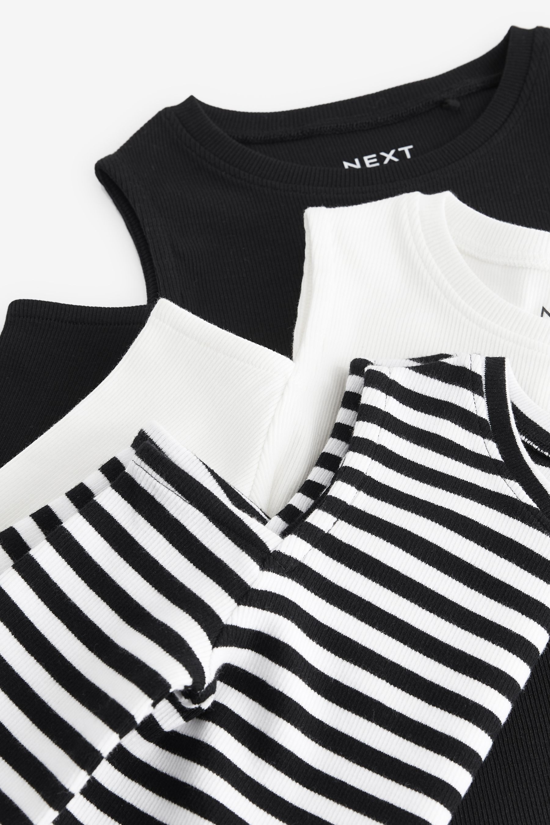 Buy Black White Cold Shoulder Rib Long Sleeve T Shirt 3 Pack 3 16yrs from Next Germany