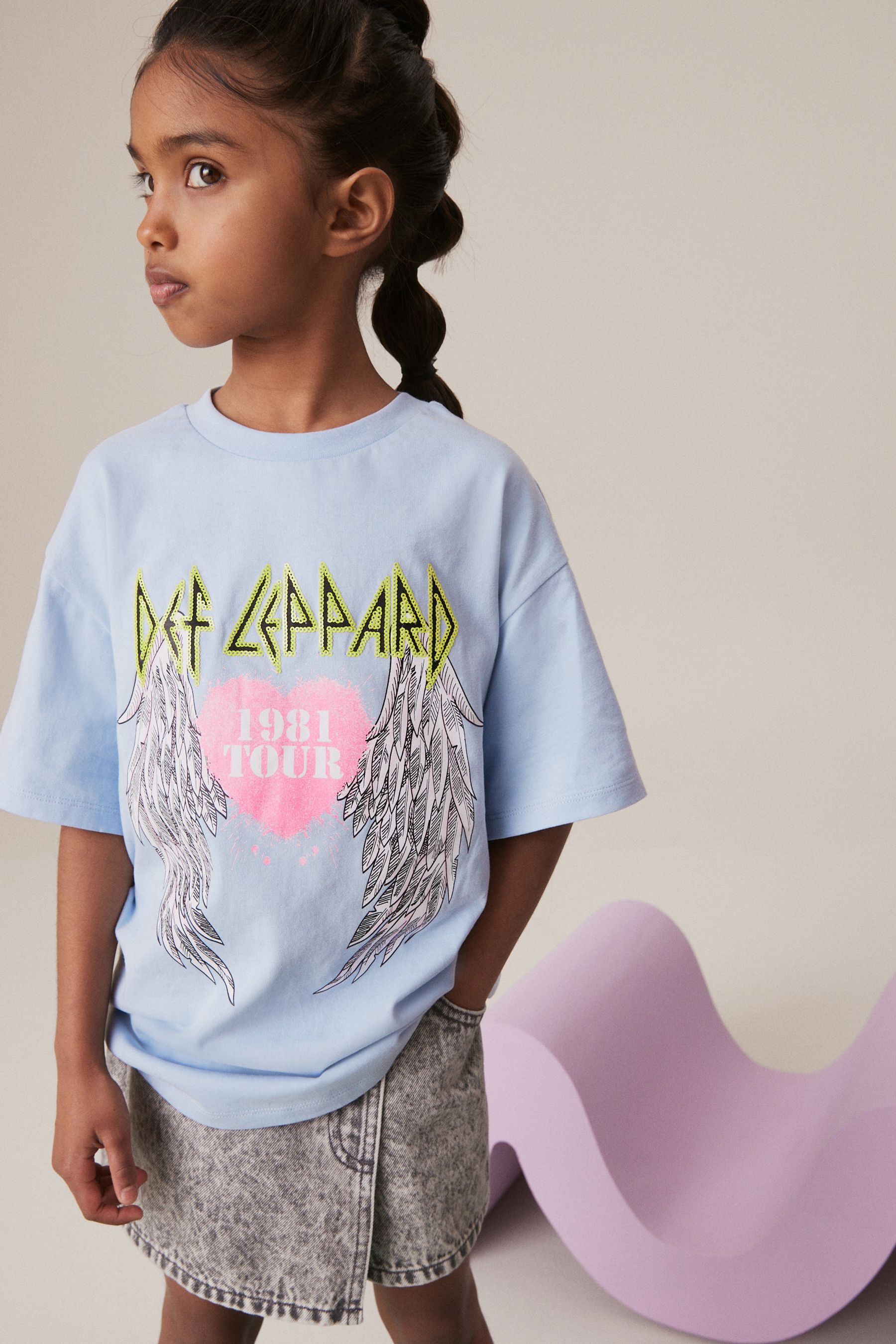 Buy Blue 100 Cotton Def Leppard Band License Oversized T Shirt 3 16yrs from the Next UK online shop