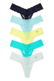 Victoria's Secret Blue/Yellow/Black Thong 5 Multipack Knickers - Image 1 of 1