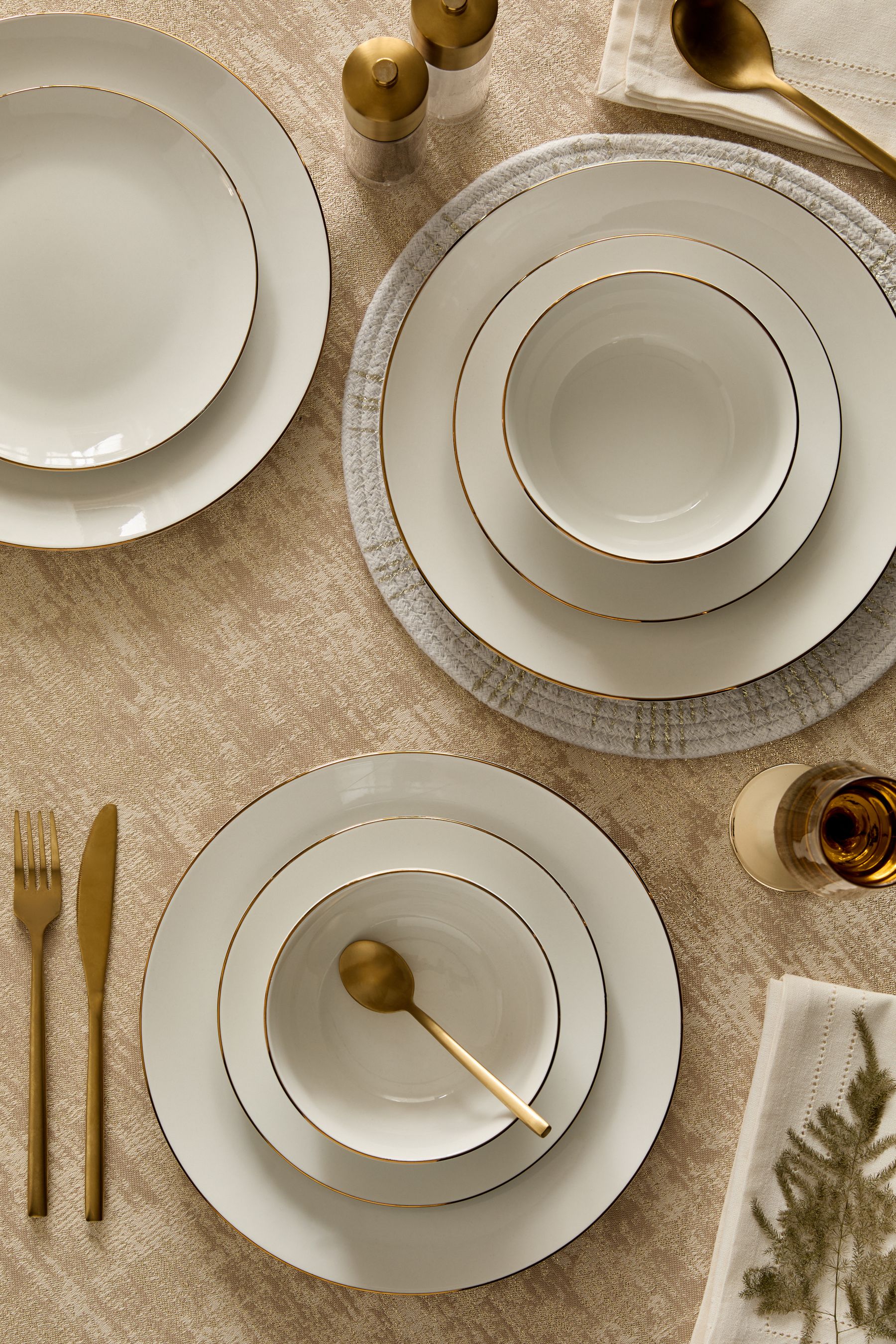 Buy 12 Piece White Nova Gold Rim Dinner Set from the Next UK online shop