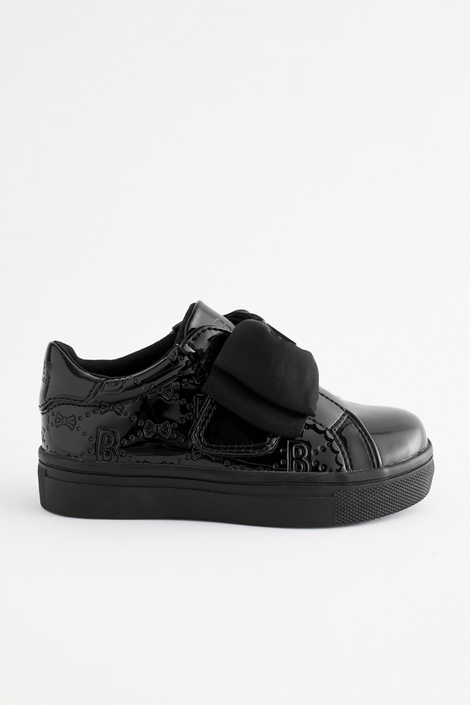 Baker by Ted Baker Girls Black Back to School Trainers with Bow - Image 2 of 6
