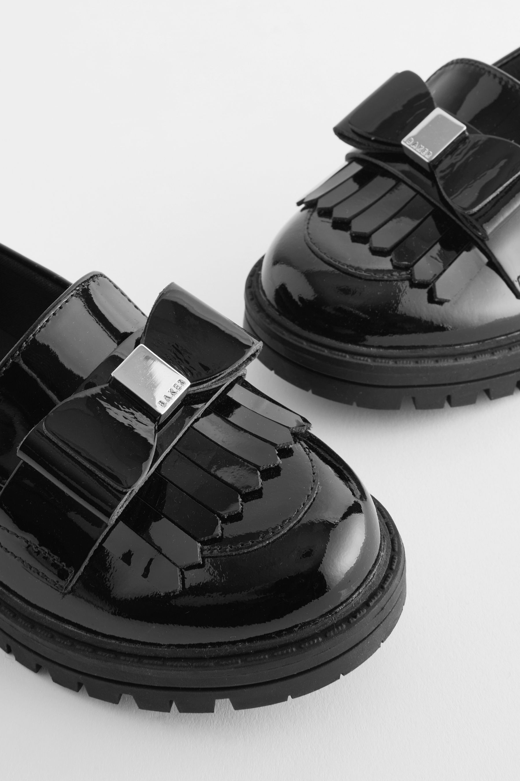 Girls black loafer shoes best sale