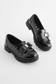 Baker by Ted Baker Girls Black Back to School Loafer Shoes with Bow - Image 9 of 9