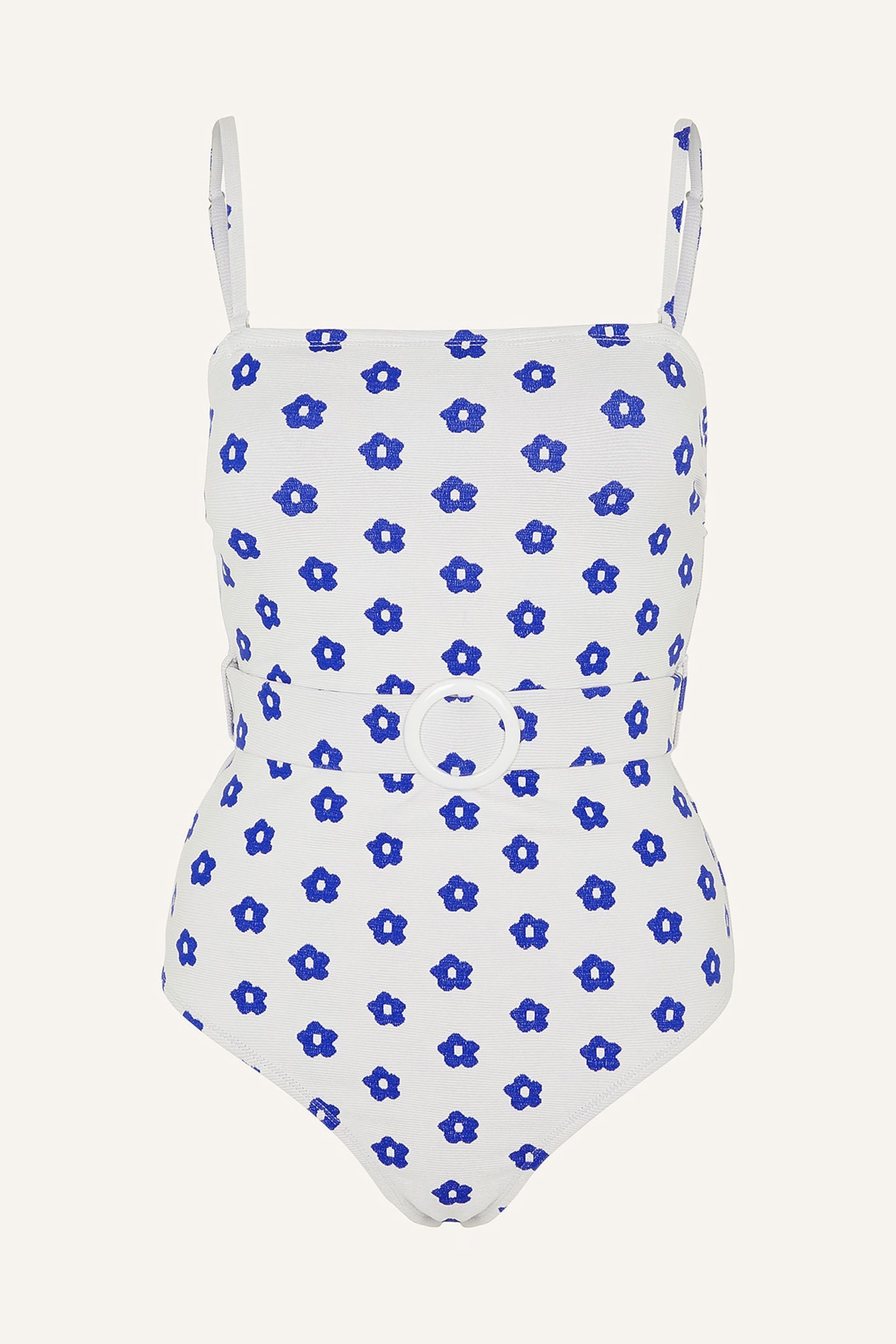 Accessorize White Daisy Print Belt Swimsuit - Image 4 of 4
